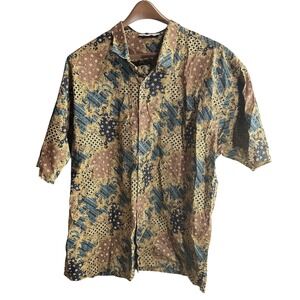 Karis Fashion Indonesia Mens 4XL Batik Print Short Sleeve Button Down Shirt